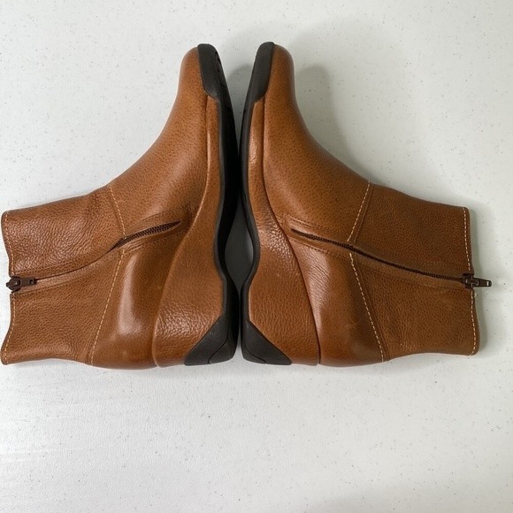 Nurture Grant Honey Brown Leather Boot Zip Ankle Bootie Wedge Heel Classy Neutra - Picture 10 of 16